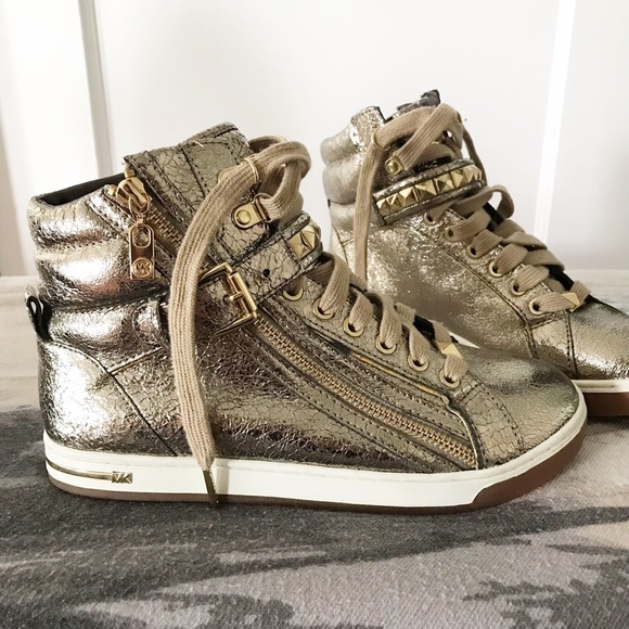 Michael Kors Gold Studded Hi Tops | Bling - Picture 1 of 7